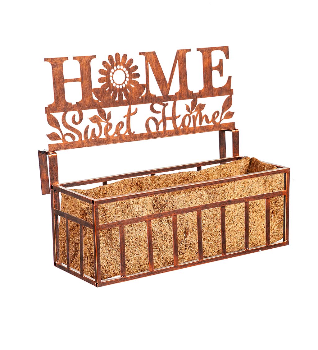 Home Sweet Home Copper Finish Railing Planter