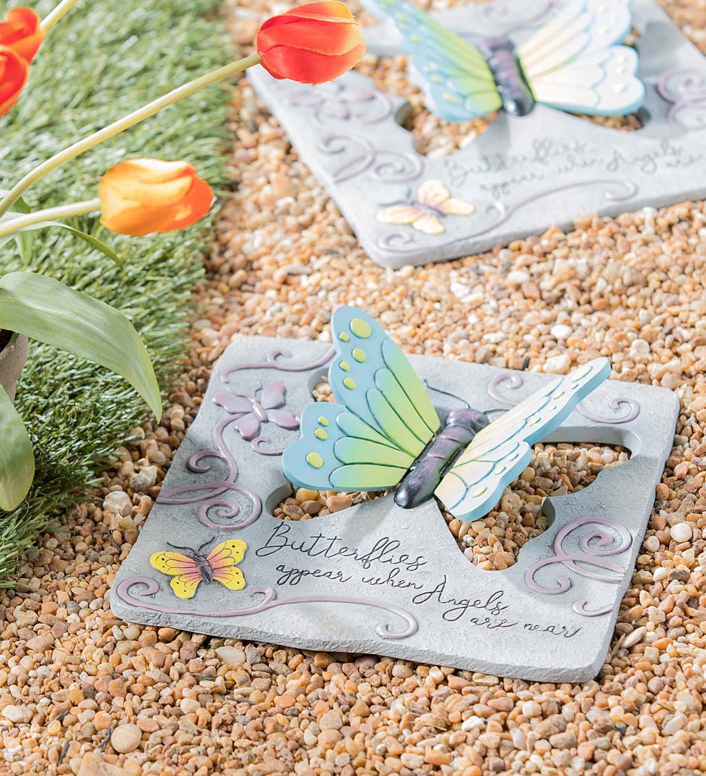 Butterflies Appear When Angels Are Near Garden Stone With 3D Wings