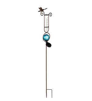 Solar Dragonfly Rain Gauge Garden Stake