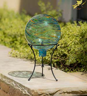 Art Glass Swirled Gazing Ball with Stand