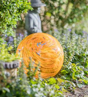 Art Glass Swirled Gazing Ball with Stand