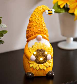 Lighted Ceramic Honeycomb Gnome