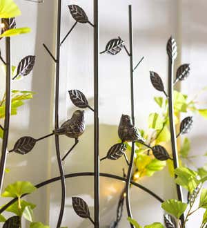 Birds and Leaves Open Metal Garden Trellis