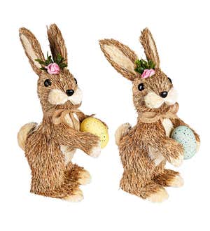Straw Easter Bunnies, Set of 2