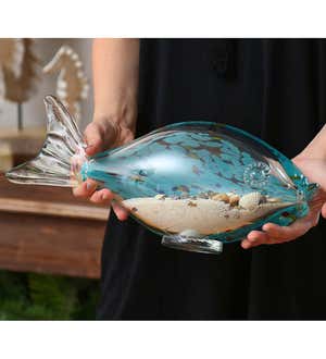 Glass Sand-Filled Fish, Set of 2