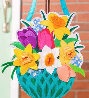 Spring Floral Basket Door Decor