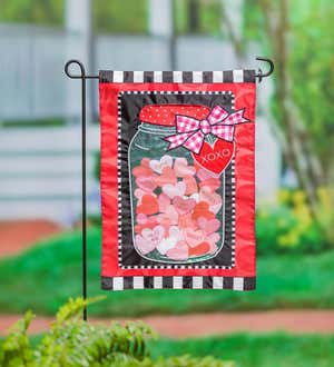 Hearts in a Jar Applique Garden Flag