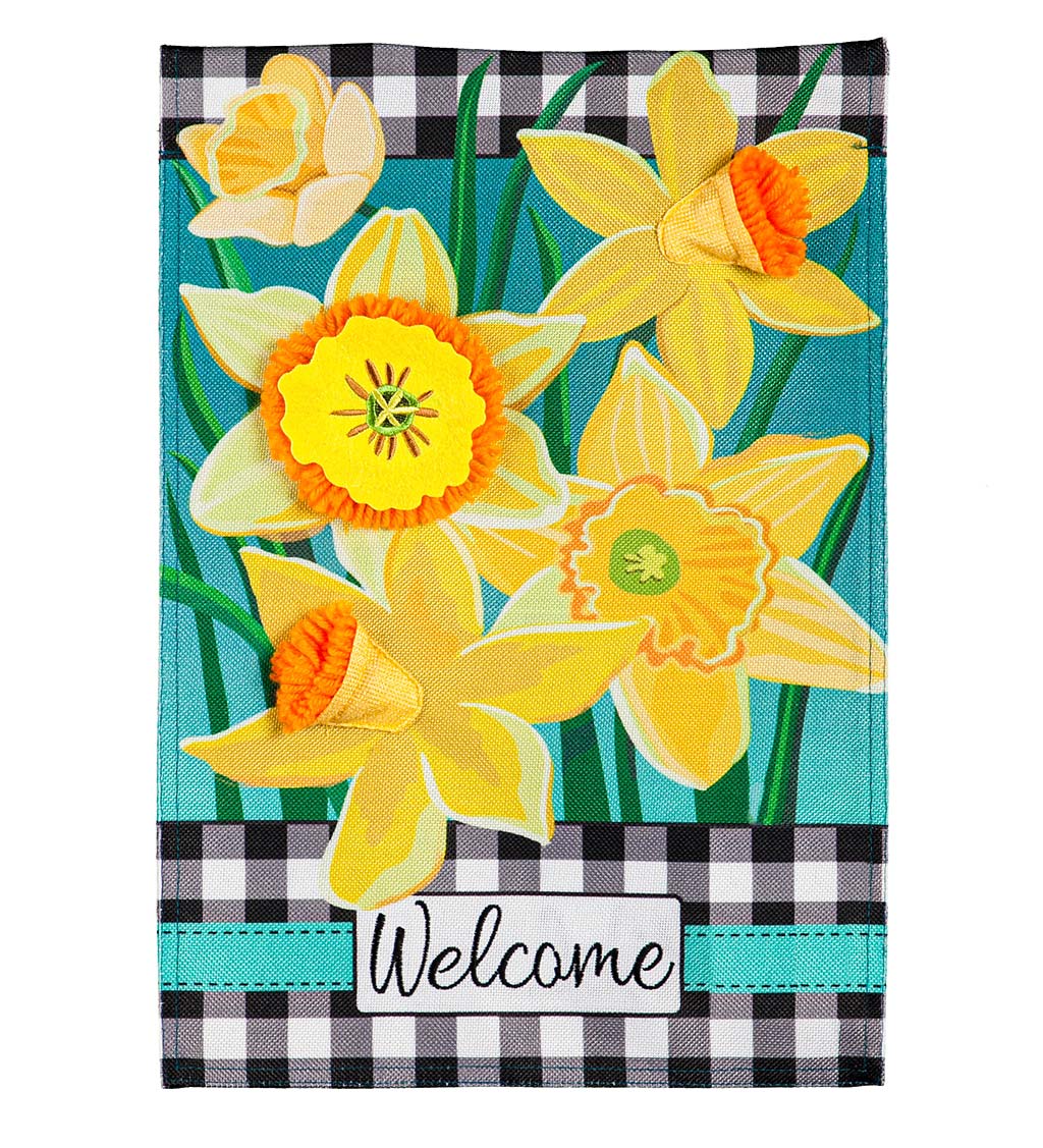 Daffodil Blooms Burlap Garden Flag