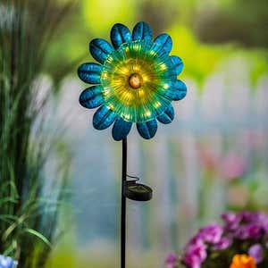 Solar Art Glass Flower Garden Stake