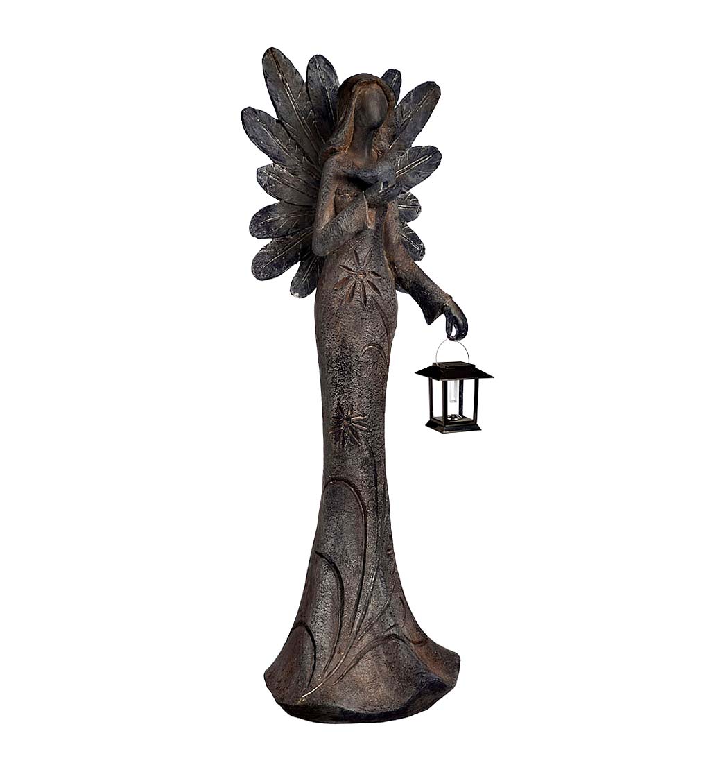 Solar Sculpted Angel Statue with Lantern