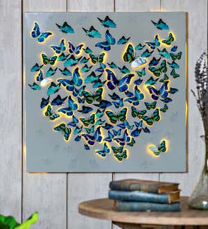 Lighted Metallic Butterfly Wall Art