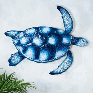 Blue and White Sea Turtle Wall Art