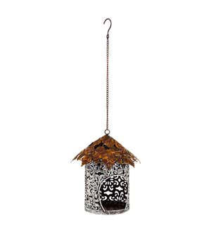 Bird Feeder with Metal Maple Leaf Roof