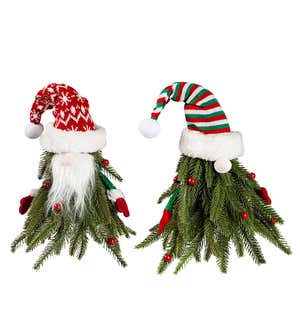 Artificial Pine Gnome Table Decor, Set of 2