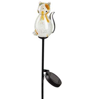 Solar Art Glass Cat Garden Stake