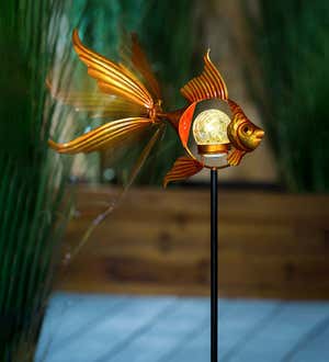 Solar Fish Wind Spinners with Glass Orb, Set of 2