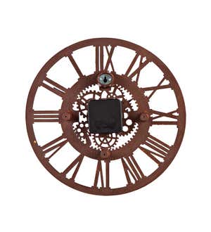 Round Brown Resin Gears Wall Clock