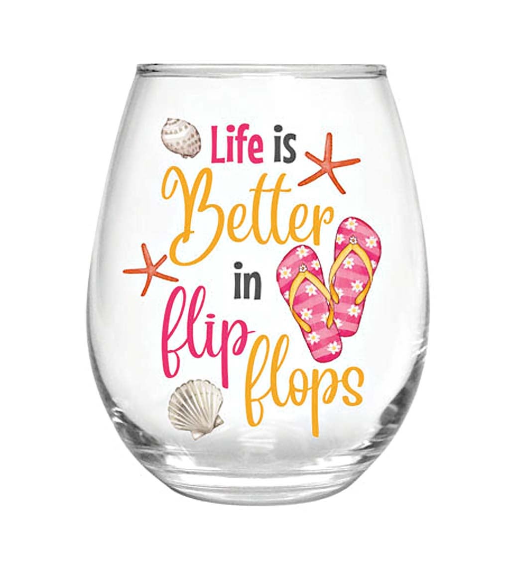 Life is Better in Flip Flops 17 oz. Stemless Glass with Gift Box