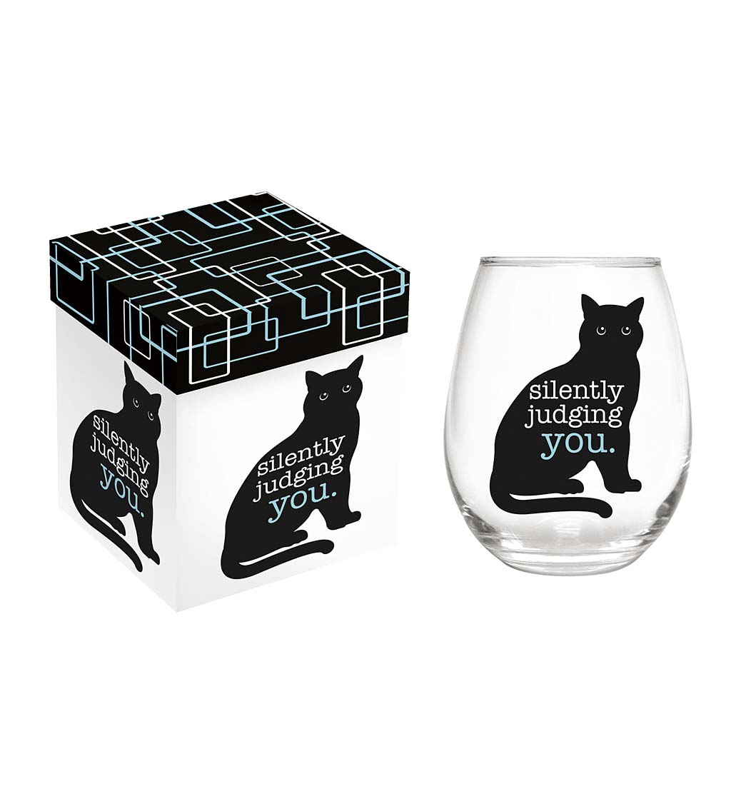 Silently Judging You 17 oz. Stemless Glass with Gift Box