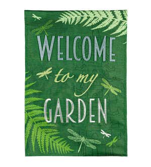 Welcome Dragonfly Burlap Garden Flag