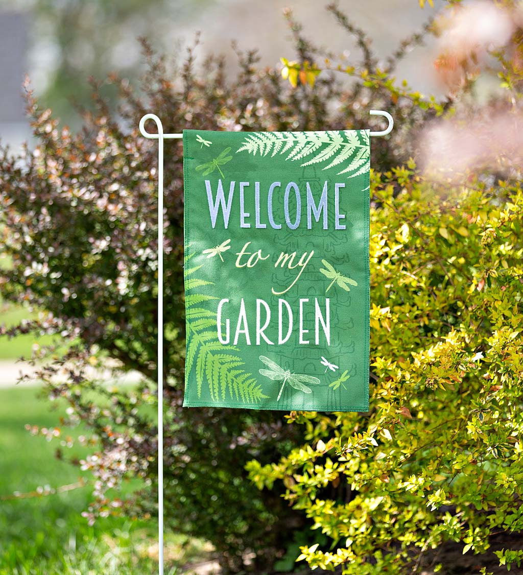 Welcome Dragonfly Burlap Garden Flag