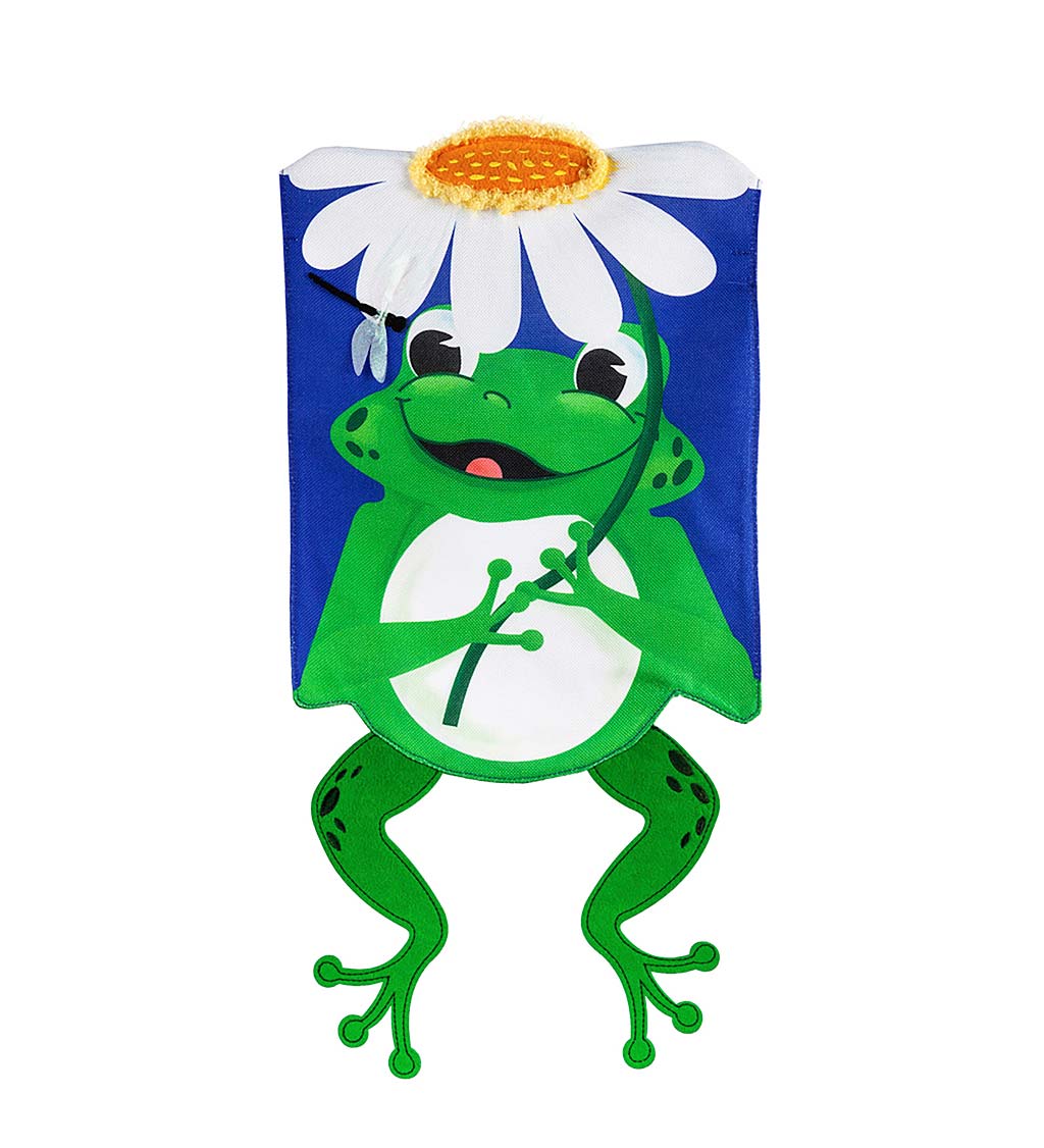 "Hoppy" Frog Burlap Garden Flag