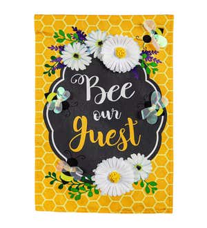 Bee Our Guest Linen Garden Flag