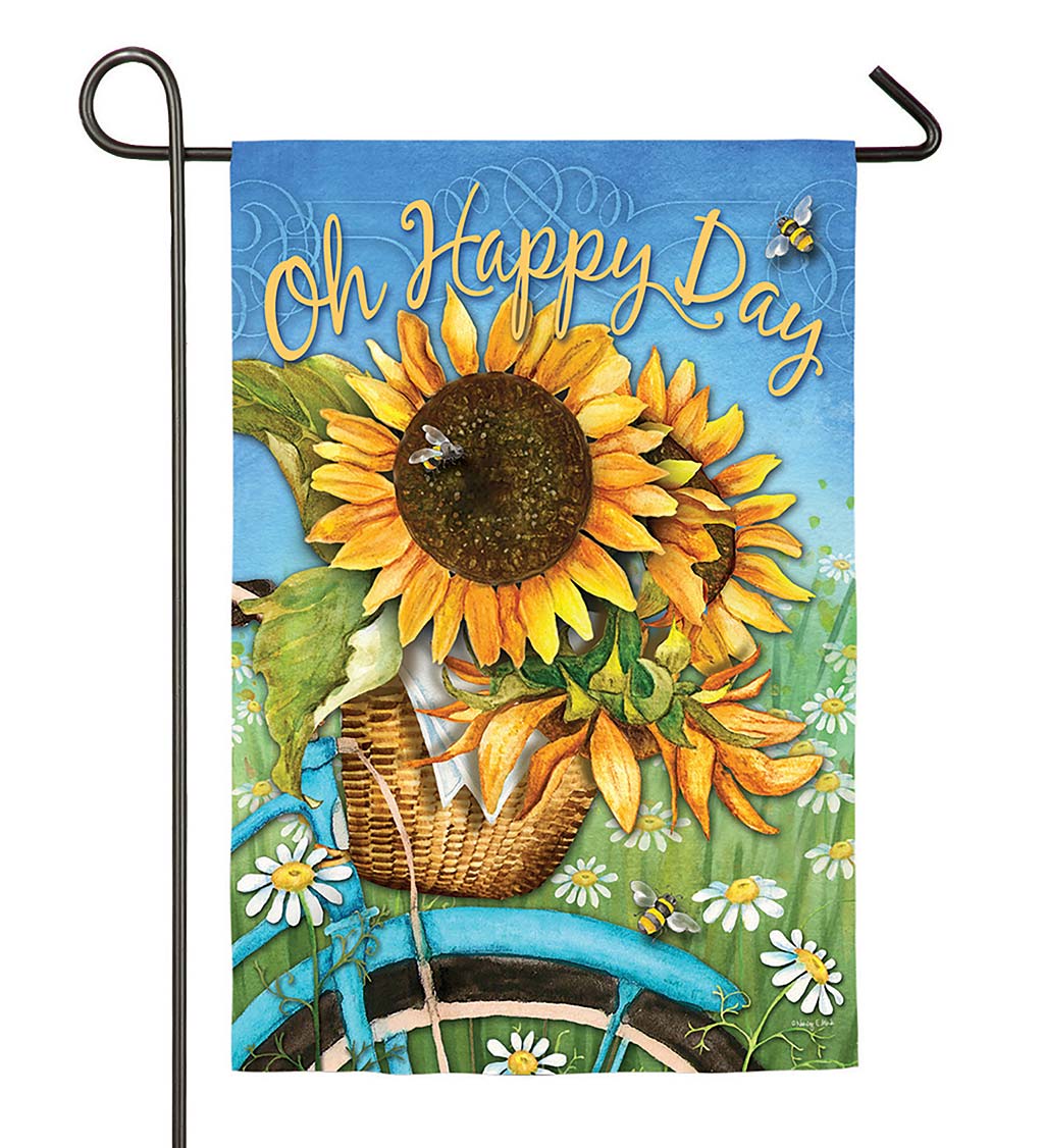 Happy Sunflowers Suede Garden Flag