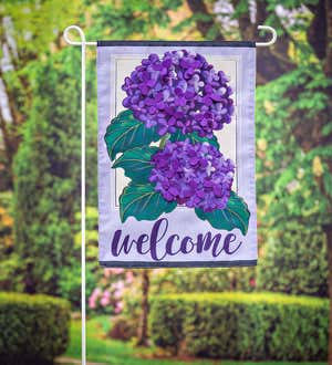 Purple Hydrangea Applique Garden Flag