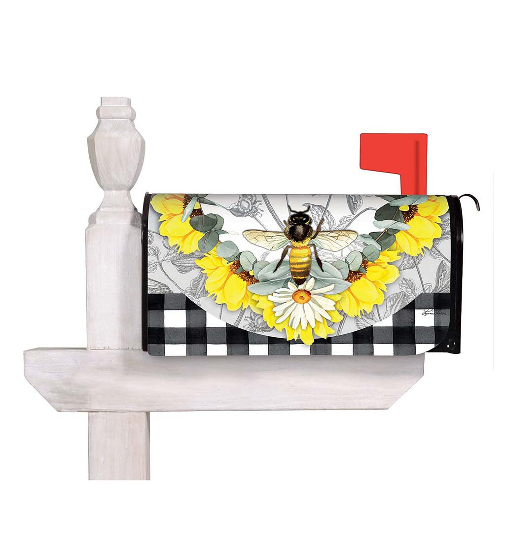 Plaid Honey Bee Mailbox Cover