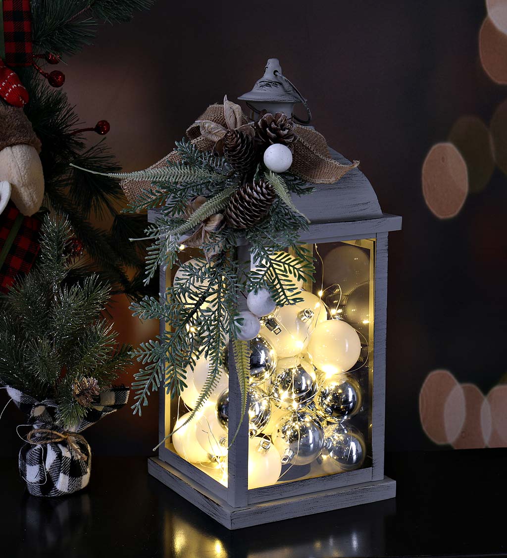 Lighted Decorative Lantern with Ornaments