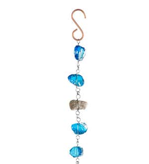 Blue Glass Rain Chain