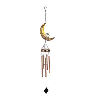 Celestial Solar Wind Chime with Crackle Glass Globe