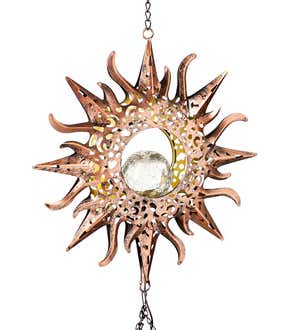 Celestial Solar Wind Chime with Crackle Glass Globe