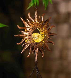 Celestial Solar Wind Chime with Crackle Glass Globe