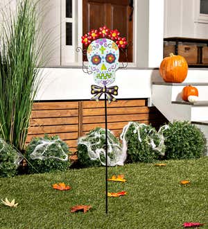 Glow in the Dark Sugar Skull Garden Stake