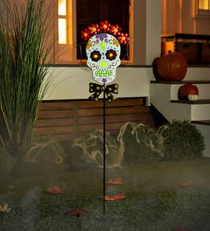 Glow in the Dark Sugar Skull Garden Stake