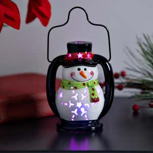 Lighted Color-Changing Ceramic Lantern