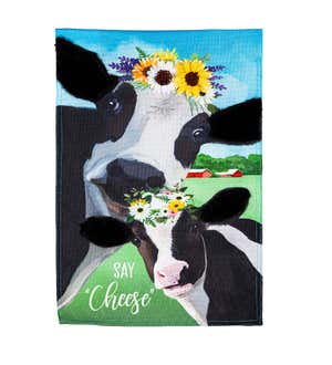 Say Cheese Cows Garden Burlap Flag