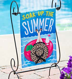 Soak Up the Summer Garden Linen Flag