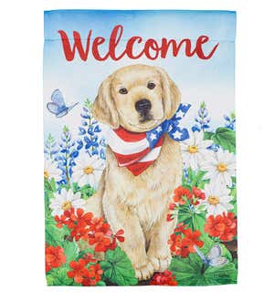 Dog with Patriotic Bandana Garden Suede Flag