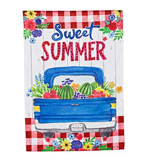 Sweet Summer Truck Garden Suede Flag