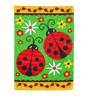 Ladybug Pair Garden Suede Flag