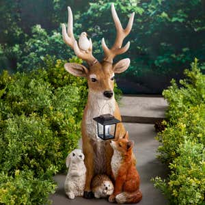 Deer and Friends Solar Holiday Figurine