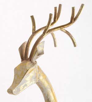 Gold and White Iron Deer Statues