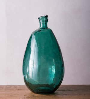 Tall Aqua Blue Glass Balloon Vase