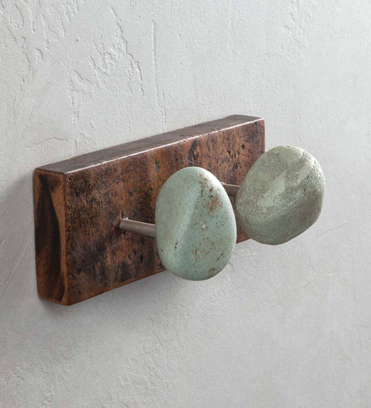 Stone And Wood Double Hook Hanger