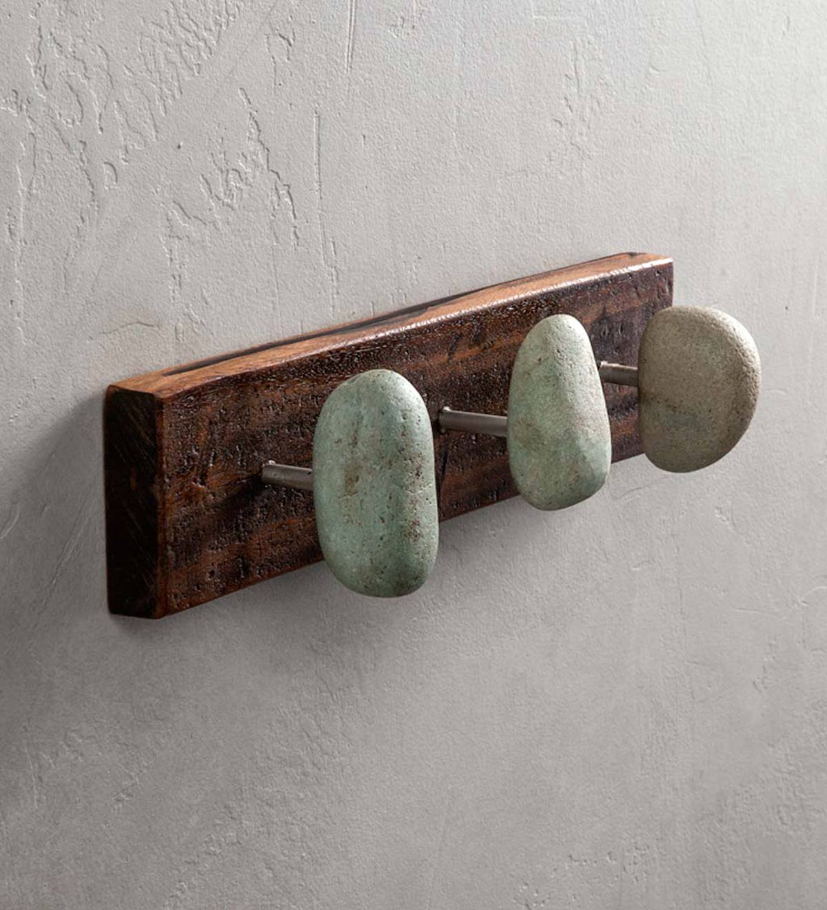 Stone And Wood Triple Hook Hanger