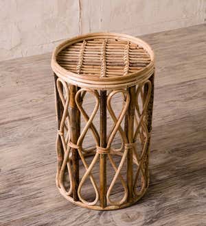 Open Rattan Drum Side Table