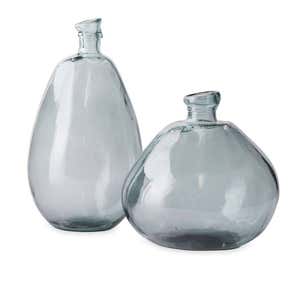 Smoky Blue Recycled Glass Balloon Vases, Set of 2 - Smokey Blue